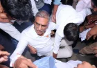 తెలంగాణ భవన్ వద్ద ఉద్రిక్తత.. లాఠీచార్జ్‌లో కిందపడిన హరీష్ రావు, బీఆర్ఎస్ నేతల అరెస్ట్