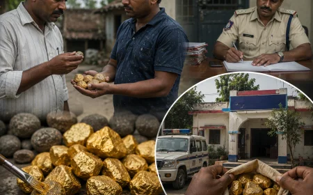 అప్పు తీర్చేందుకు కొత్త ఎత్తుగడ.. కంకర రాళ్లకు బంగారం పూత పూసి మోసం