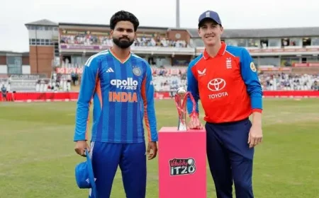 వర్షార్పణమైన భారత్-ఇంగ్లాండ్ తొలి టీ20.. అభిషేక్, శ్రేయస్ మెరుపులు వృథా